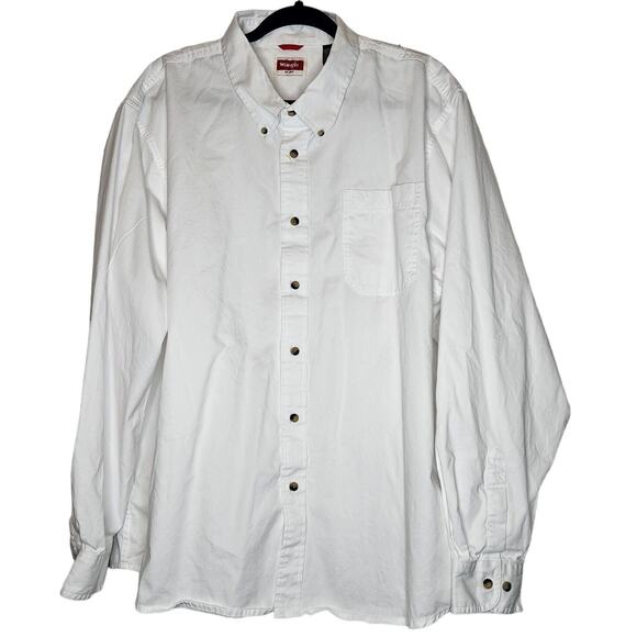 Wrangler Long Sleeved Solid White Button Down Shirt sz 2XL - Picture 1 of 4
